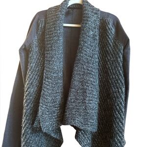 Prana Demure Gray Cotton Blend Sweater Size Small Nubby Sweater Knit‎ Cascading